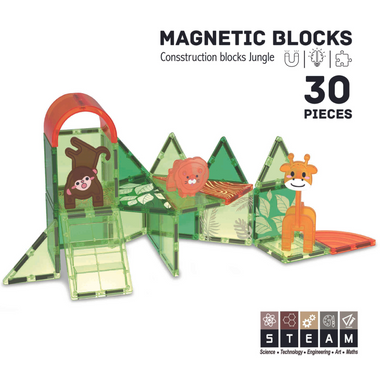 Roosly Magnetisch speelgoed 30stuk - Magnetic tiles Jungle - Montessori speelgoed - Magnetische Bouwstenen - Sinterklaas Cadeau