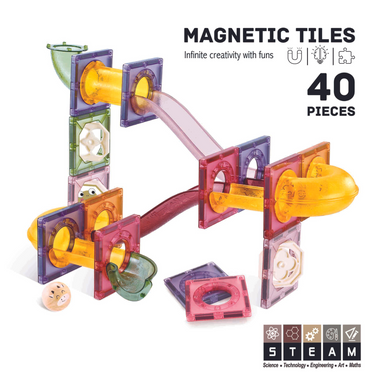 Roosly Magnetisch speelgoed 40stuk - Magnetic tiles Knikkerbaan - Montessori speelgoed - Magnetische Bouwstenen - Sinterklaas Cadeau