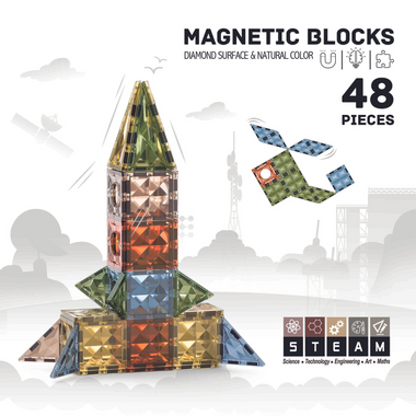 Roosly Magnetisch speelgoed 48stuk - Magnetic tiles - Montessori speelgoed - Magnetische Bouwstenen - Sinterklaas Cadeau