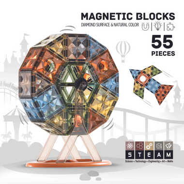 Roosly Magnetisch speelgoed 55stuk - Magnetic tiles - Montessori speelgoed - Magnetische Bouwstenen - Sinterklaas Cadeau