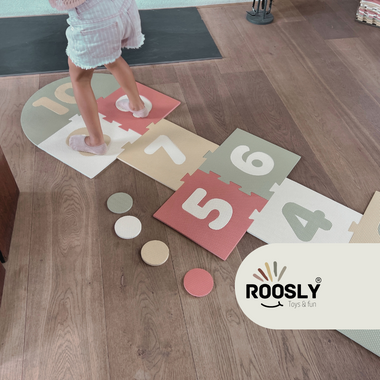 Roolsy Speelmat Foam - Hinkelmat - Puzzel speelgoed - Hinkelspel - Speelkleed - vloerpuzzel - Incl. opbergtas