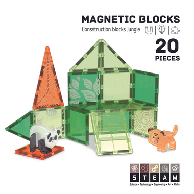 Roosly Magnetisch speelgoed 20stuk - Magnetic tiles Jungle - Montessori speelgoed - Magnetische Bouwstenen - Sinterklaas Cadeau