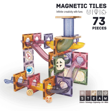 Roosly Magnetisch speelgoed 73stuk - Magnetic tiles Knikkerbaan - Montessori speelgoed - Magnetische Bouwstenen - Sinterklaas Cadeau