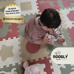 Roosly Speelmat Baby - Speelkleed Baby - babygym - Foam vloerpuzzel 145 x 145 cm - Opstaande Rand - Inclusief Opbergtas - speelgoed - Veilig & Zacht - Pastel
