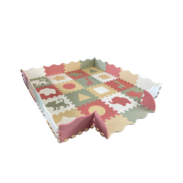 Beeloom - Play mat for children, playmat pink, for children and babies, round, removable puzzle, made of EVA foam, pink Beeloom - Play mat for children, playmat pink, for children and babies, round, removable puzzle, made of EVA foam, pink
