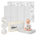 Roosly Speelmat Baby - Speelkleed Baby - Inclusief Opbergtas - babygym - Dubbelzijdig en opvouwbare Foam XPE 180 x 200 cm - speelgoed - Veilig & Zacht - model KING Gray