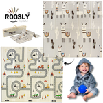 Roosly Speelmat Baby - Speelkleed Baby - Inclusief Opbergtas - babygym - Dubbelzijdig en opvouwbare Foam XPE 180 x 200 cm - speelgoed - Veilig & Zacht - model Llama