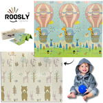 Roosly Speelmat Baby - Speelkleed Baby - Inclusief Opbergtas - babygym - Dubbelzijdig en opvouwbare Foam XPE 180 x 200 cm - speelgoed - Veilig & Zacht - model Balloon