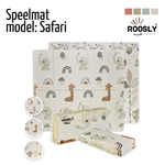 Roosly Speelmat Baby - Speelkleed Baby - Inclusief Opbergtas - babygym - Dubbelzijdig en opvouwbare Foam XPE 180 x 200 cm - speelgoed - Veilig & Zacht - model Safari