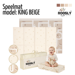 Roosly Speelmat Baby - Speelkleed Baby - Inclusief Opbergtas - babygym - kruipmat - playmat - Dubbelzijdig en opvouwbare Foam XPE 180 x 200 cm - speelgoed - Veilig & Zacht - model KING Beige