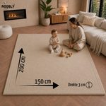 Roosly Speelmat Baby - Fluwelen Speelkleed baby - speeltapijt - kruipmat - playmat - Extra Dik Traagschuim 3 cm - Antislip - Zacht & Veilig - 150 x 200 cm - Sand Beige