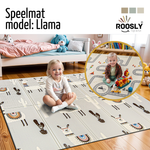 Roosly Speelmat Baby - Speelkleed Baby - Inclusief Opbergtas - babygym - Dubbelzijdig en opvouwbare Foam XPE 180 x 200 cm - speelgoed - Veilig & Zacht - model Llama