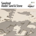 Roosly Speelmat Baby - Speelkleed Baby - babygym - Foam vloerpuzzel 145 x 145 cm - Opstaande Rand - Inclusief Opbergtas - speelgoed -Veilig & Zacht - Grijs