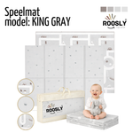Roosly Speelmat Baby - Speelkleed Baby - Inclusief Opbergtas - babygym - Dubbelzijdig en opvouwbare Foam XPE 180 x 200 cm - speelgoed - Veilig & Zacht - model KING Gray