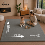 Roosly Speelmat Baby - Fluwelen Speelkleed baby - speeltapijt - kruipmat - playmat - Extra Dik Traagschuim 3 cm - Antislip - Zacht & Veilig - 150 x 200 cm - Stone Grey