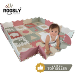 Roosly Speelmat Baby - Speelkleed Baby - babygym - Foam vloerpuzzel 145 x 145 cm - Opstaande Rand - Inclusief Opbergtas - speelgoed - Veilig & Zacht - Pastel