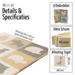 Roosly Speelmat Baby - Speelkleed Baby - babygym - Foam vloerpuzzel 180 x 180 cm - Inclusief Opbergtas - speelgoed - Veilig & Zacht - Pastel beige & groen