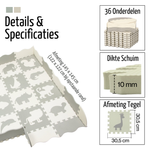 Roosly Speelmat Baby - Speelkleed Baby - babygym - Foam vloerpuzzel 145 x 145 cm - Opstaande Rand - Inclusief Opbergtas - speelgoed -Veilig & Zacht - Grijs