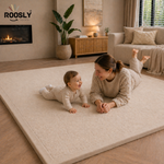 Roosly Speelmat Baby - Fluwelen Speelkleed baby - speeltapijt - kruipmat - playmat - Extra Dik Traagschuim 3 cm - Antislip - Zacht & Veilig - 150 x 200 cm - Sand Beige