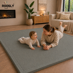 Roosly Speelmat Baby - Fluwelen Speelkleed baby - speeltapijt - kruipmat - playmat - Extra Dik Traagschuim 3 cm - Antislip - Zacht & Veilig - 150 x 200 cm - Stone Grey