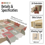 Roosly Speelmat Baby - Speelkleed Baby - babygym - Foam vloerpuzzel 145 x 145 cm - Opstaande Rand - Inclusief Opbergtas - speelgoed -Veilig & Zacht - Dino - Pastel