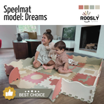 Roosly Speelmat Baby - Speelkleed Baby - babygym - Foam vloerpuzzel 145 x 145 cm - Opstaande Rand - Inclusief Opbergtas - speelgoed - Veilig & Zacht - Pastel