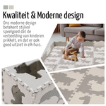 Roosly Speelmat Baby - Speelkleed Baby - babygym - Foam vloerpuzzel 145 x 145 cm - Opstaande Rand - Inclusief Opbergtas - speelgoed -Veilig & Zacht - Grijs