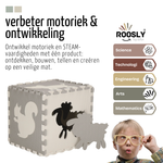 Roosly Speelmat Baby - Speelkleed Baby - babygym - Foam vloerpuzzel 145 x 145 cm - Opstaande Rand - Inclusief Opbergtas - speelgoed -Veilig & Zacht - Grijs