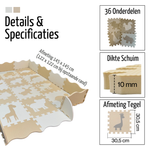 Roosly Speelmat Baby - Speelkleed Baby - babygym - Foam vloerpuzzel 145 x 145 cm - Opstaande Rand - Inclusief Opbergtas - speelgoed - Veilig & Zacht - Beige