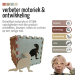 Roosly Speelmat Baby - Speelkleed Baby - babygym - Foam vloerpuzzel 145 x 145 cm - Opstaande Rand - Inclusief Opbergtas - speelgoed -Veilig & Zacht - Dino - Pastel