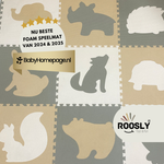 Roosly Speelmat Baby - Speelkleed Baby - babygym - Foam vloerpuzzel 180 x 180 cm - Inclusief Opbergtas - speelgoed - Veilig & Zacht - Pastel beige & groen