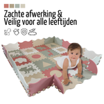 Roosly Speelmat Baby - Speelkleed Baby - babygym - Foam vloerpuzzel 145 x 145 cm - Opstaande Rand - Inclusief Opbergtas - speelgoed - Veilig & Zacht - Pastel