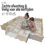 Roosly Speelmat Baby - Speelkleed Baby - babygym - Foam vloerpuzzel 145 x 145 cm - Opstaande Rand - Inclusief Opbergtas - speelgoed - Veilig & Zacht - Beige