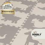 Roosly Speelmat Baby - Speelkleed Baby - babygym - Foam vloerpuzzel 145 x 145 cm - Opstaande Rand - Inclusief Opbergtas - speelgoed -Veilig & Zacht - Grijs
