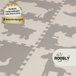 Roosly Speelmat Baby - Speelkleed Baby - babygym - Foam vloerpuzzel 145 x 145 cm - Opstaande Rand - Inclusief Opbergtas - speelgoed -Veilig & Zacht - Grijs